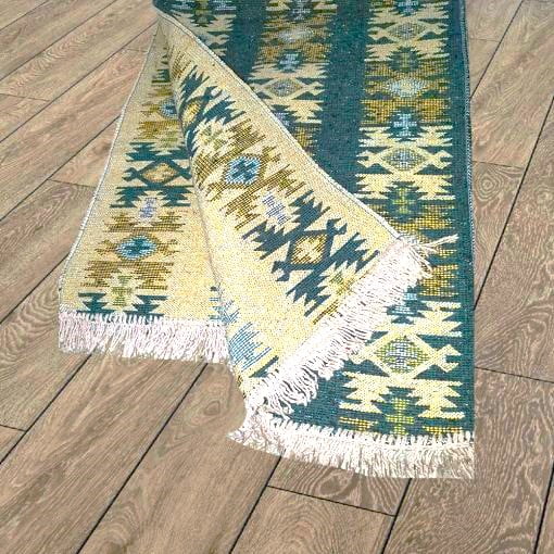 Covor traditional, dimensiunea 60x300cm Verde si crem, model RUSTIC - imagine 3