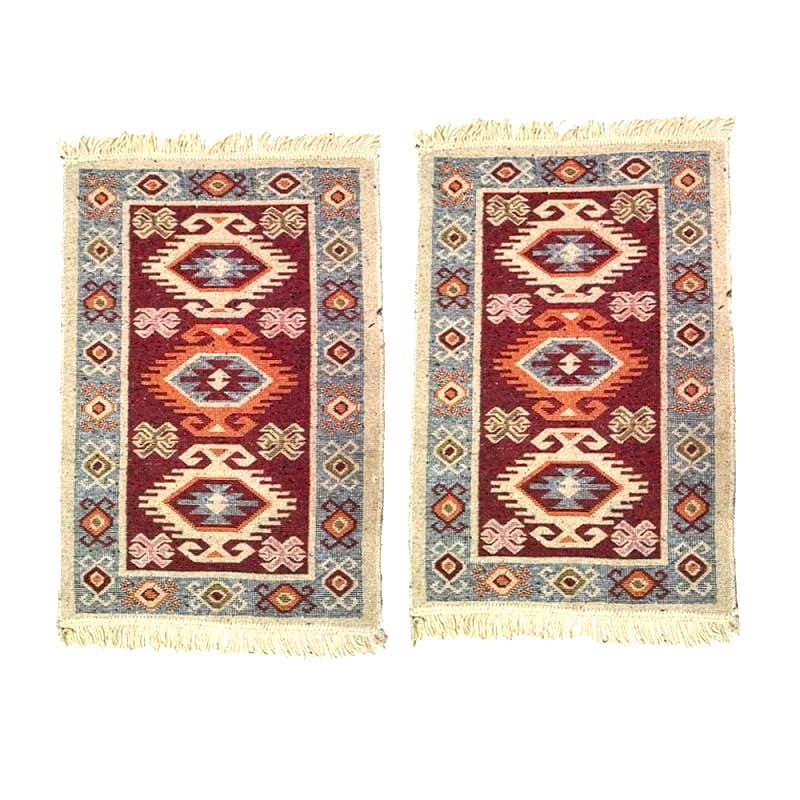 1+1 Covoare traditionale, dimensiunea 60x120cm, rosu si crem, model HORA