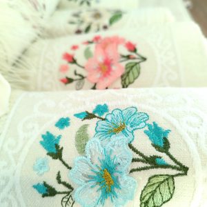 Set 5 prosoape de baie, pufoase, cu broderie, bumbac 100%, dimensiune 50x90cm,Menta - imagine 2