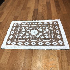 1+1 Set Covoare tesute din bumbac, dimensiunea 40x60cm, maro si alb, cod HCD01 - imagine 5