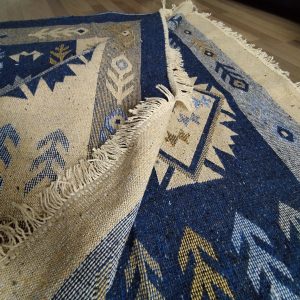 Covor traditional, dimensiunea 140x210cm, albastru si crem, model SPIC DE GRAU - imagine 5
