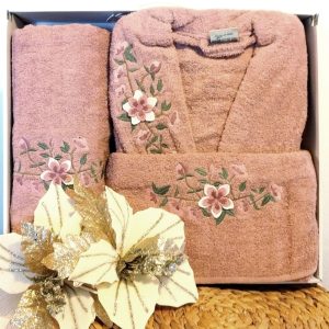 Set Halat baie bumbac + prosop 50x90cm+prosop 70x140cm Chic Lady001 - imagine 3