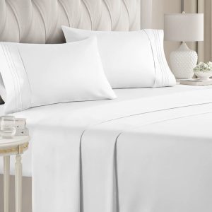 Husa pat cu elastic pentru saltea 160x200x20cm, bambac ranforce Alb
