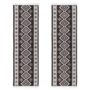 1+1 Covoare traditionale, dimensiunea 80x250cm, negru si gri, model ROMB