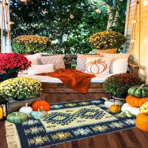 Covor traditional, tesut, cu doua fete, dimensiunea 80x125cm ALBASTRU si crem, model ROMB