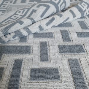 1+1 Set Covoare tesute din bumbac, dimensiunea 40x60cm, gri si alb, cod HCD09 - imagine 2