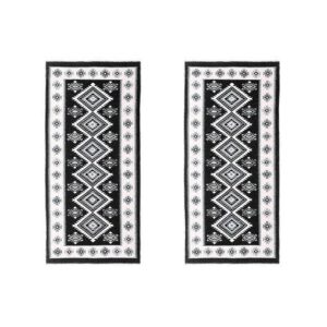 1+1 Covoare traditionale tesute,cu doua fete, dimensiunea 80x150cm, Negru si gri, model romb ROMB
