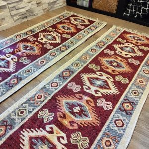 1+1 Covoare traditionale, dimensiunea 60x200cm, rosu si crem, model HORA - imagine 2