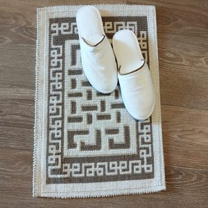 Covor tesut din bumbac, dimensiunea 40x60cm, crem si alb, cod HCD02 - imagine 2
