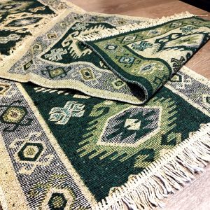 1+1 Covoare traditionale, dimensiunea 60x120cm+60x90cm, Verde si crem, model HORA - imagine 3