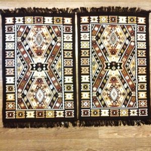 1+1 Covoare traditionale, cu doua fete, dimensiunea 60x90cm+60x150cm, maro si crem HCA09 - imagine 2