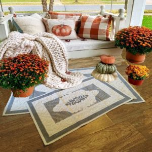 1+1 Set Covoare tesute din bumbac, dimensiunea 1 bucata 60x100cm+1 bucata 80x145cm, gri si alb, cod HCD11