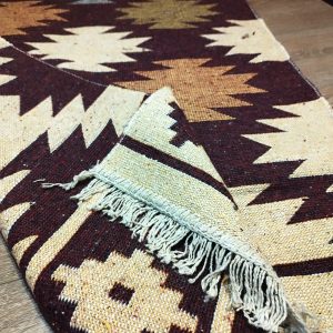 Covor traditional, tesut, cu doua fete, dimensiunea 80x150cm maro si crem, model RUSTIC 3 - imagine 2