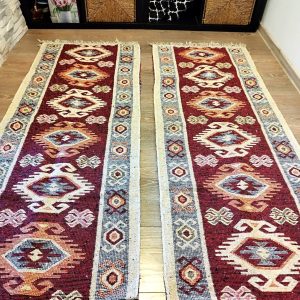 1+1 Covoare traditionale, dimensiunea 60x200cm, rosu si crem, model HORA - imagine 3
