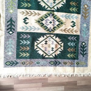 Covor traditional, dimensiunea 140x210cm, verde si crem, model SPIC DE GRAU - imagine 2