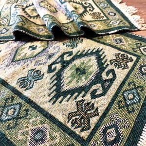 set 4 Covoare traditionale tesute, cu doua fete, dimensiunea 60x90cm, Verde, model HORA - imagine 3