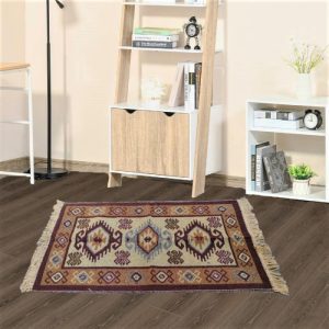 Covor traditional, dimensiunea 60x90cm, rosu si crem, model HORA - imagine 2