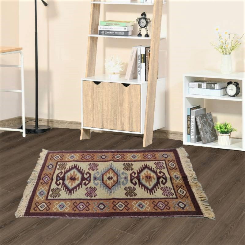 Covor traditional, dimensiunea 60x90cm, rosu si crem, model HORA - imagine 2