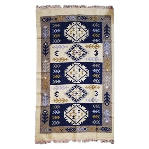 Covor traditional, dimensiunea 140x210cm, albastru si crem, model SPIC DE GRAU