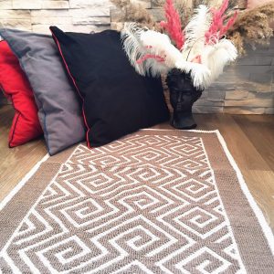 Covor tesut bumbac, dimensiunea 60x100cm maro si alb, cod HCD02 - imagine 3