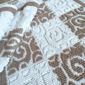 1+1 Set Covoare tesute din bumbac, dimensiunea 40x60cm, maro si alb, cod HCD04 - imagine 2