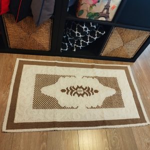 Covor tesut bumbac, dimensiunea 60x100cm crem si alb, cod HCD05 - imagine 2