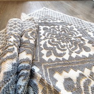 Covor tesut bumbac, dimensiunea 60x100cm gri si alb, cod HCD12 - imagine 5