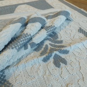 1+1 Set Covoare tesute din bumbac, dimensiunea 1 bucata 60x100cm+1 bucata 80x145cm, gri si alb, cod HCD11 - imagine 4