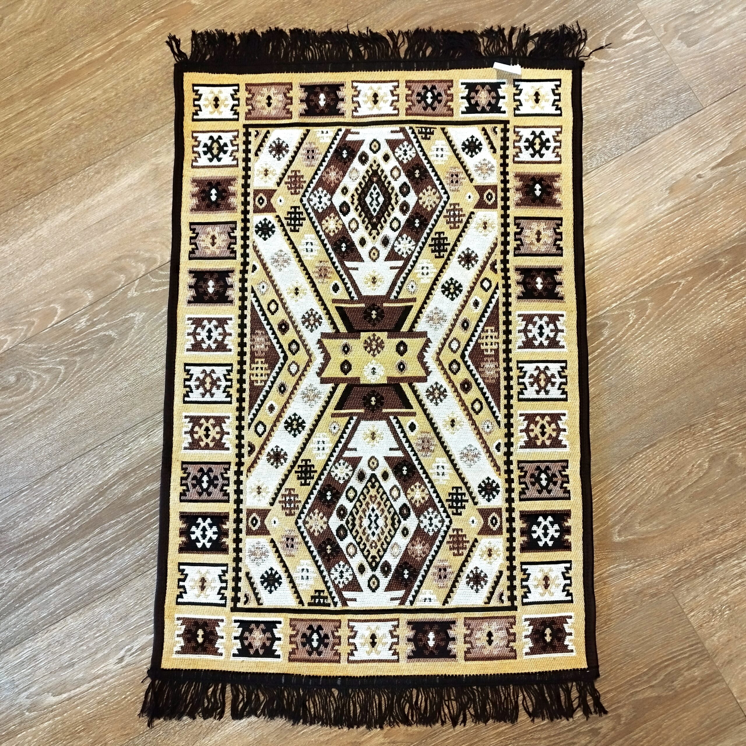 1+1 Covoare traditionale, cu doua fete, dimensiunea 60x90cm+60x150cm, maro si crem HCA09 - imagine 6