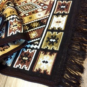 1+1 Covoare traditionale, cu doua fete, dimensiunea 60x90cm+60x150cm, maro si crem HCA09 - imagine 4
