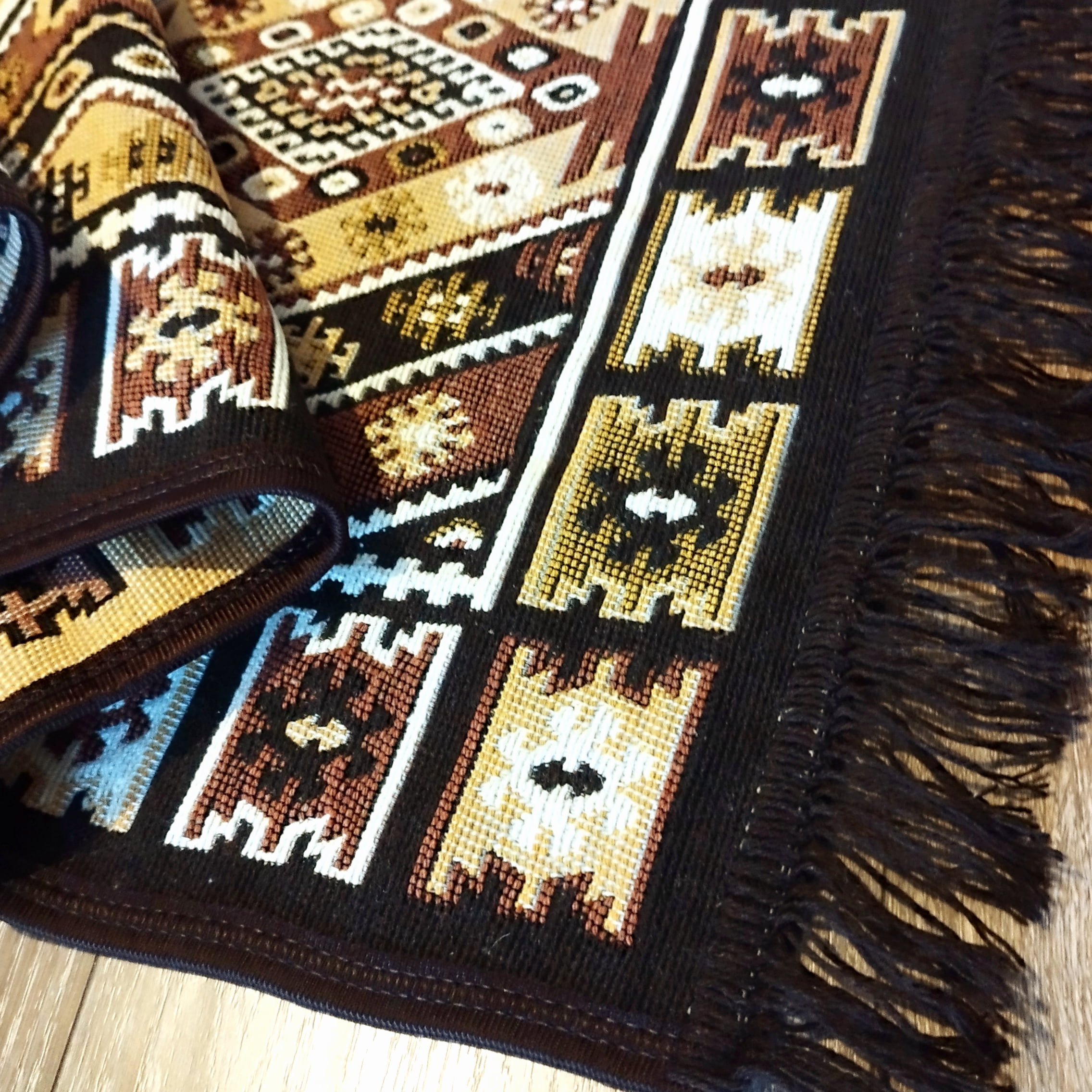 1+1 Covoare traditionale, cu doua fete, dimensiunea 60x90cm+60x150cm, maro si crem HCA09 - imagine 4