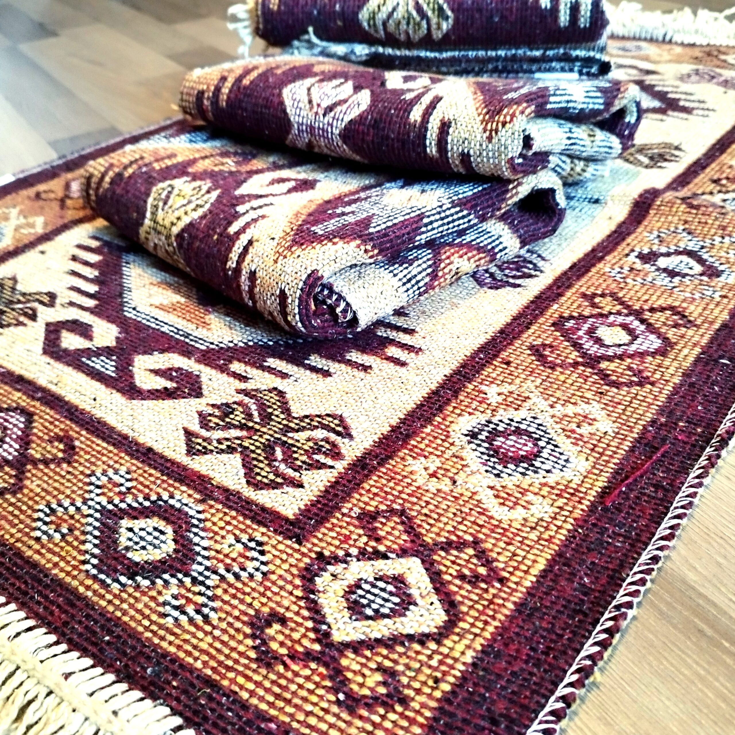 set 4 Covoare traditionale tesute, cu doua fete, dimensiunea 60x200cm, Maro, model HORA - imagine 3