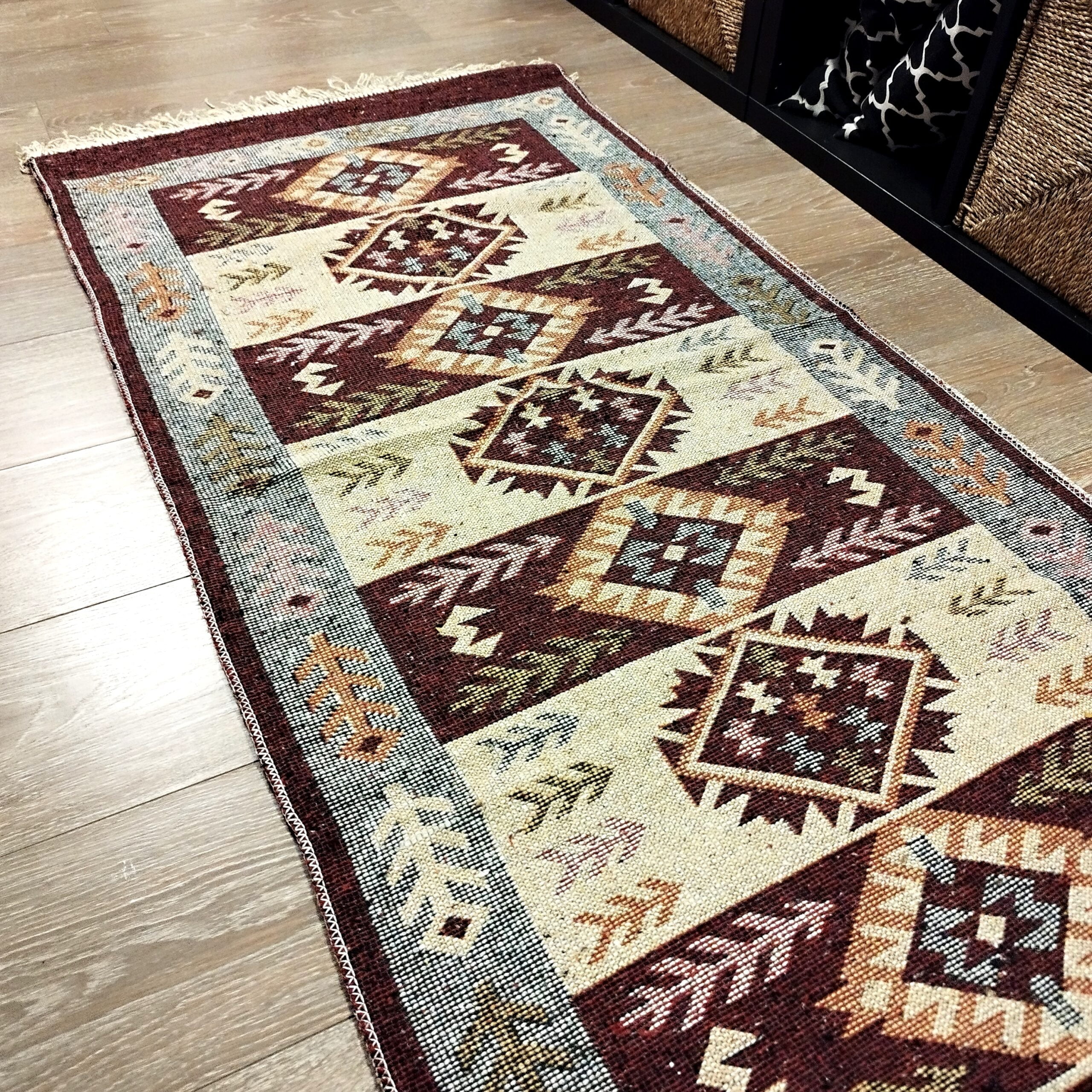 Covor traditional, dimensiunea 80x300cm maro si crem, model SPIC DE GRAU - imagine 6