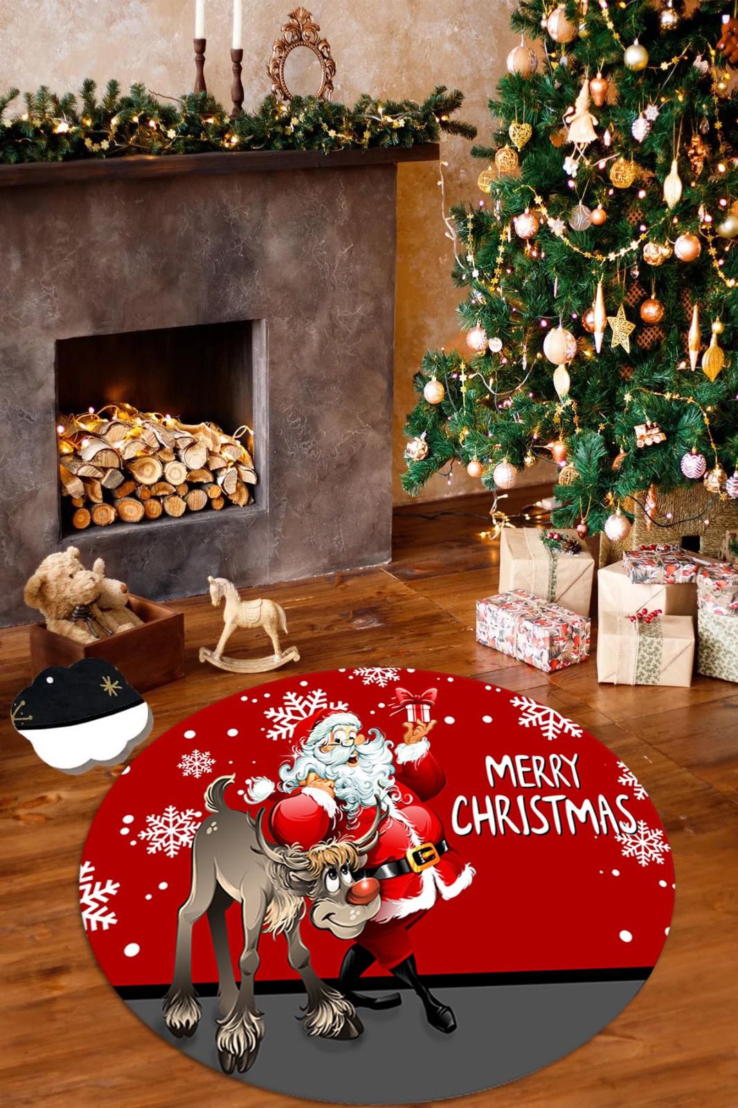 Covor rotund 100cm Christmas Holidays 01