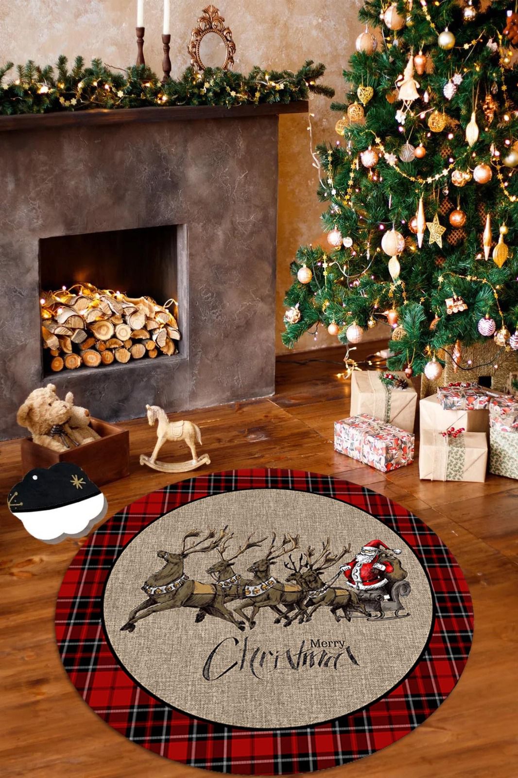 Covor rotund 100cm Christmas Holidays 03