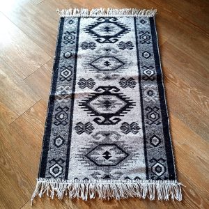 Covor traditional, dimensiunea 60x90cm, negru si gri, model HORA - imagine 3