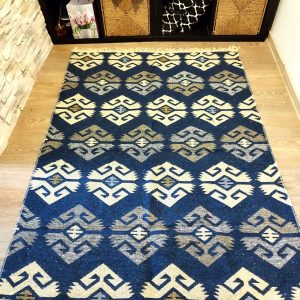Covor traditional, dimensiunea 120x180cm albastru si crem, model RUSTIC - imagine 2