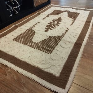 Covor tesut bumbac, dimensiunea 60x100cm crem si alb, cod HCD05