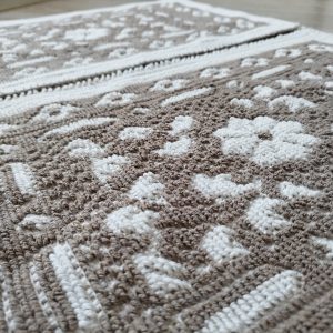 1+1 Set Covoare tesute din bumbac, dimensiunea 40x60cm, maro si alb, cod HCD01 - imagine 2