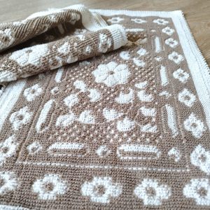 1+1 Set Covoare tesute din bumbac, dimensiunea 40x60cm, maro si alb, cod HCD01 - imagine 3