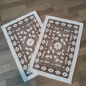 1+1 Set Covoare tesute din bumbac, dimensiunea 40x60cm, maro si alb, cod HCD01 - imagine 6