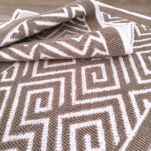 1+1 Set Covoare tesute din bumbac, dimensiunea 40x60cm, maro si alb, cod HCD02 - imagine 3