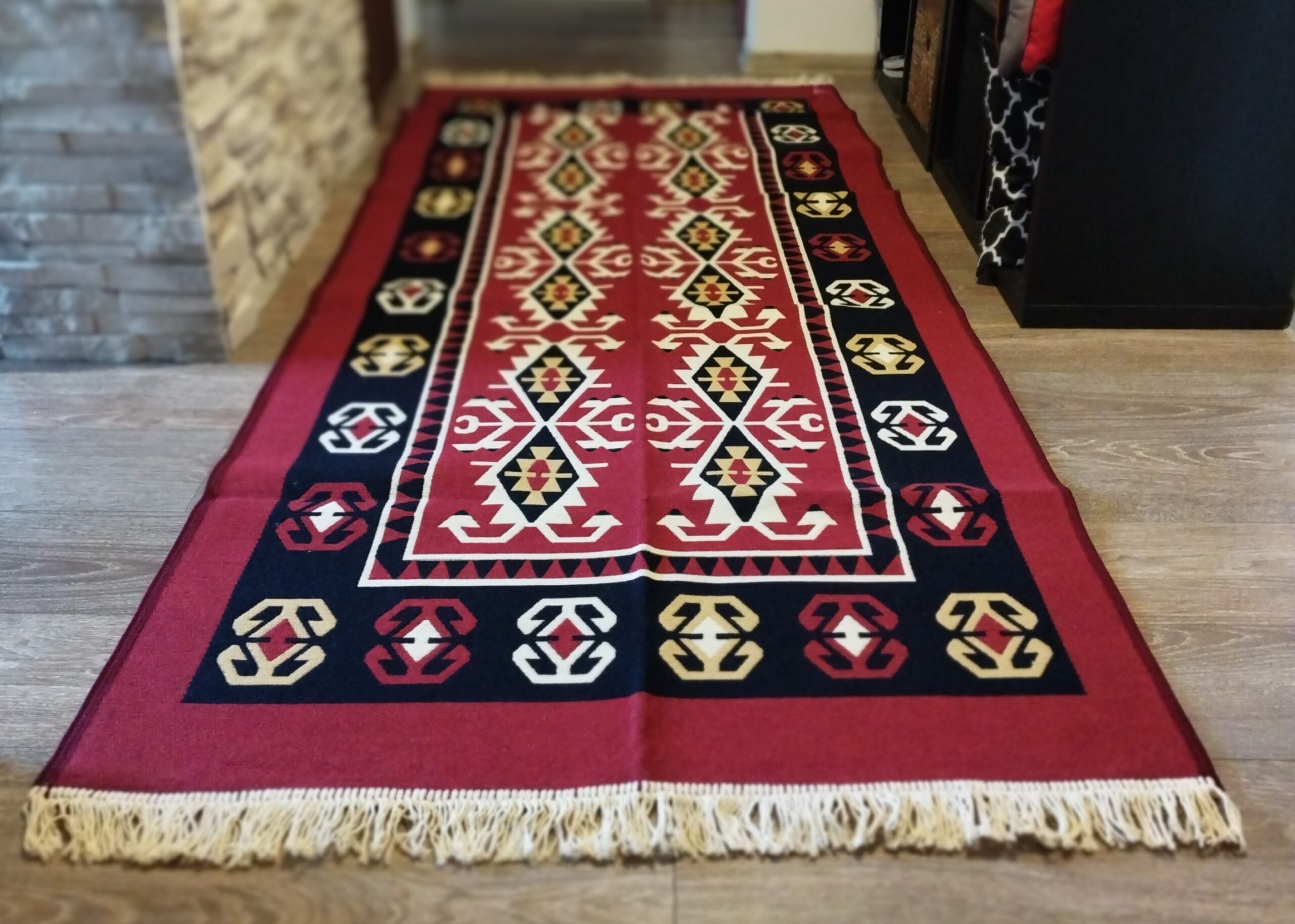 Covor tesut, cu doua fete, din bumbac, dimensiunea 100x300cm, HCA06