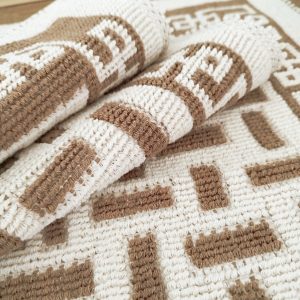 1+1 Set Covoare tesute din bumbac, dimensiunea 40x60cm, maro si alb, cod HCD03 - imagine 4