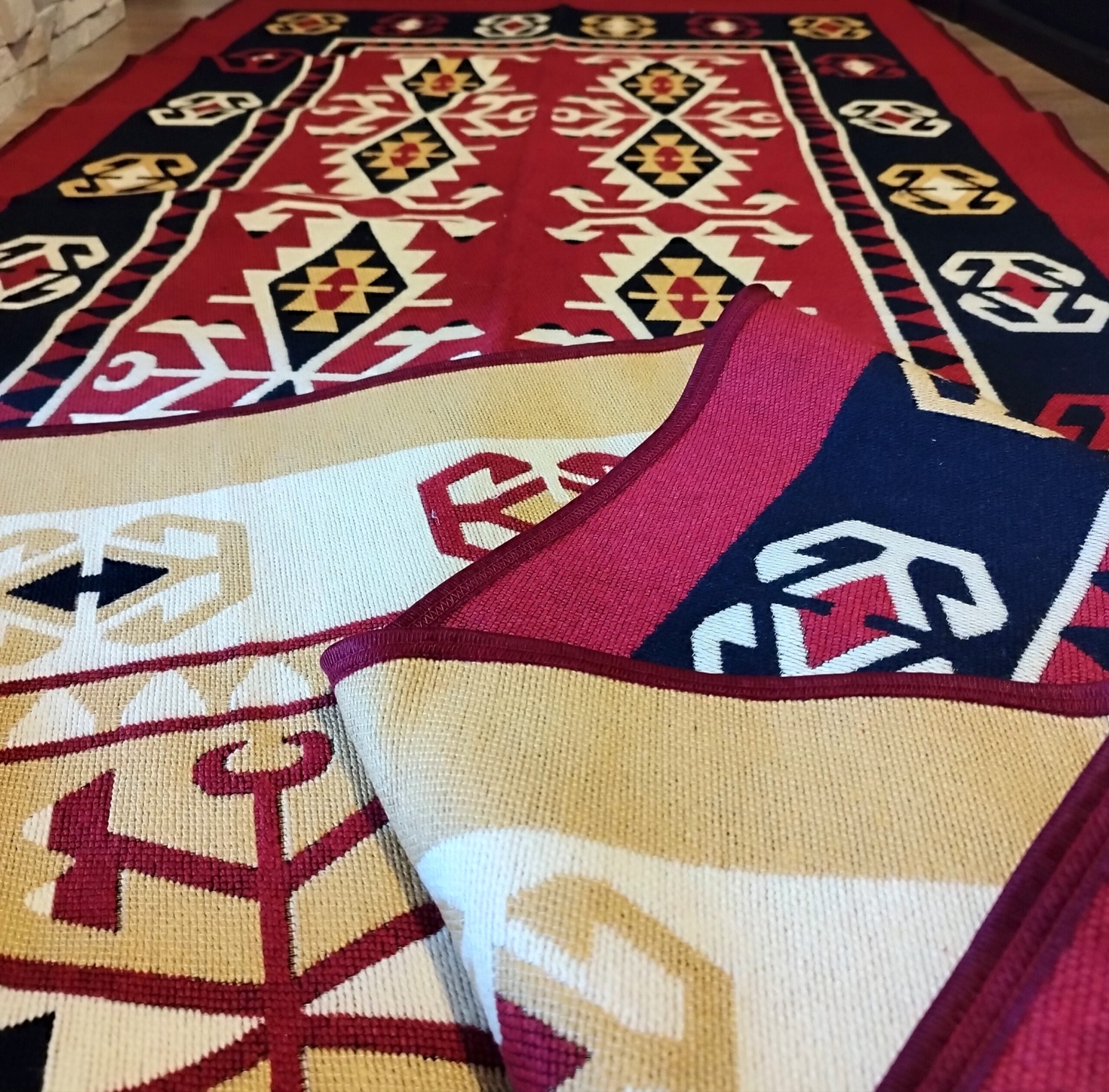 Covor tesut, cu doua fete, din bumbac, dimensiunea 100x300cm, HCA06 - imagine 3