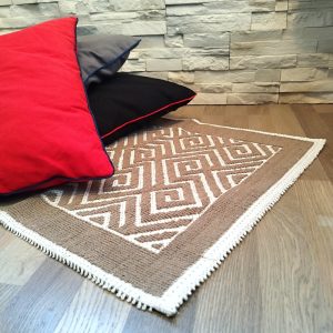 Covor tesut bumbac, dimensiunea 60x100cm maro si alb, cod HCD02 - imagine 2