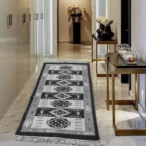 Covor traditional, dimensiunea 140x210cm, negru si alb , model SPIC DE GRAU - imagine 2