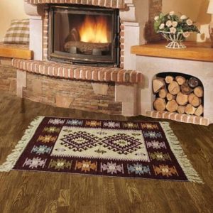 1+2 Covoare traditionale, dimensiunea 1 buc 200x300cm+ 2 buc 60X150cm, maro si crem, model ROMB - imagine 4