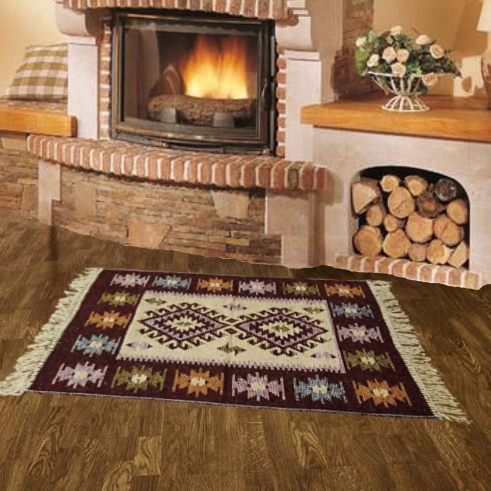1+2 Covoare traditionale, dimensiunea 1 buc 200x300cm+ 2 buc 60X150cm, maro si crem, model ROMB - imagine 4