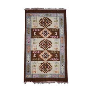 Covor traditional, dimensiunea 140x210cm, maro si crem, model SPIC DE GRAU